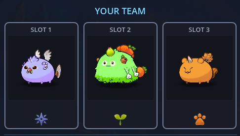 Three Axies forming a team