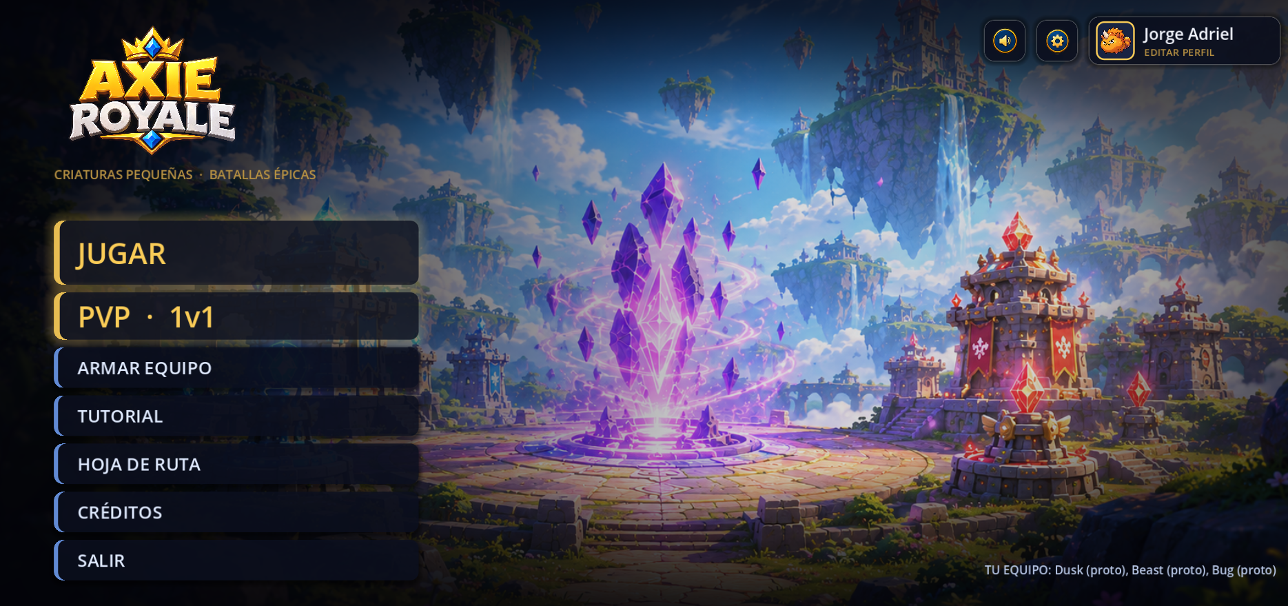 Axie Royale main menu